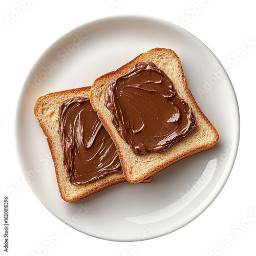 Sliced bread with chocolate spread, isolated on a white background, png, transparent