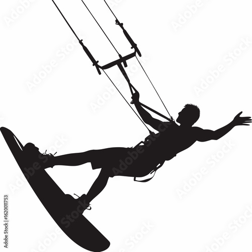 kiteboarder silhouette: dynamic water sport action