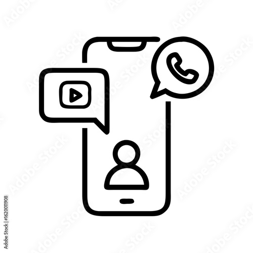 Smartphone displaying video call and messaging app icons  