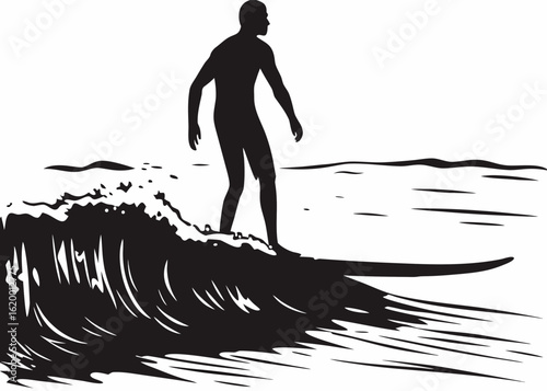 surfer on wave: dynamic ocean sport silhouette