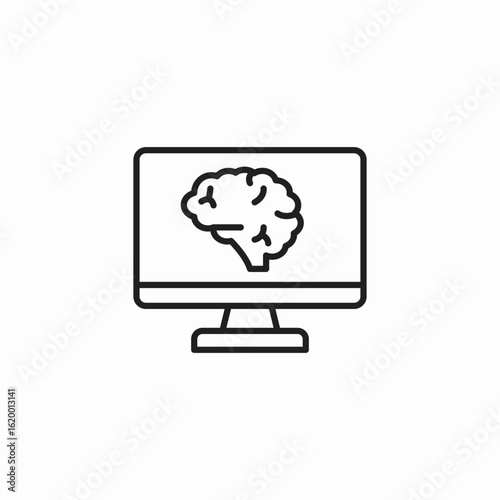 brain on screen icon sign vector