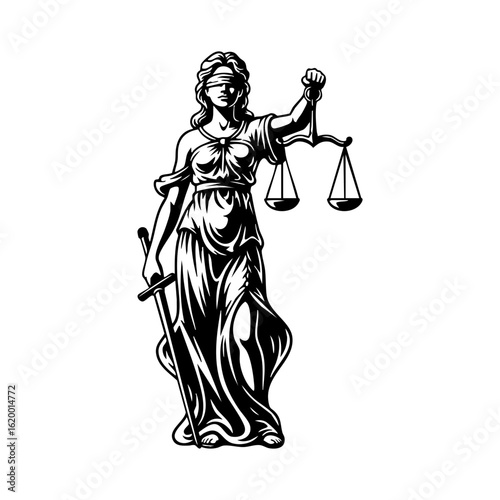 Silhouette of a lady holding scales of justice ideal for legal and justice related concepts