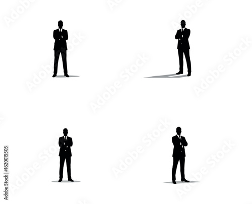 Businessman Silhouette with Arms Crossed – Confident Leadership Vector

