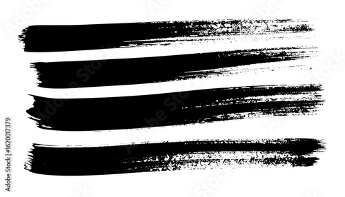 Three horizontal black paintbrush strokes on white background