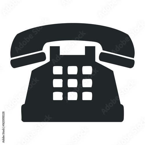 Vintage black rotary dial telephone icon. Vector illustration