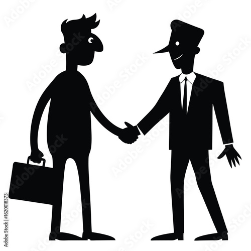 Black silhouette of a businessman making a deal Vector illustration