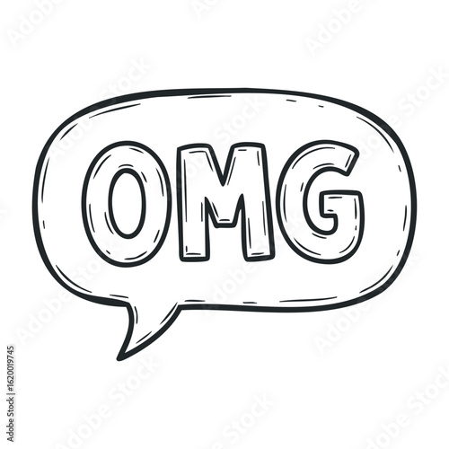 Comic-style speech bubble with bold omg text. Vector illustration