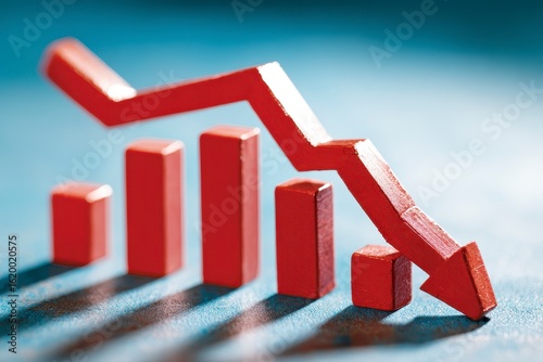 Red downward trend graph