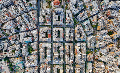 Fotografie Aerial view of Athens Urban Architecture - Geometric street network