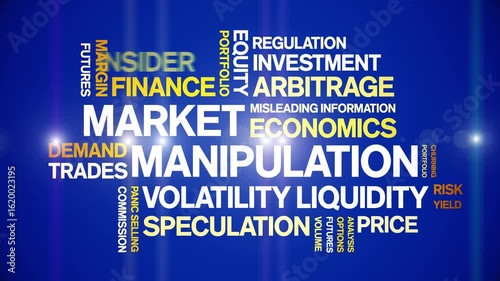 Market Manipulation animated word cloud-text design animation tag kinetic typography seamless loop.