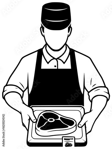 Butcher cutting meat butcher sharpening knife butcher preparing sausage butcher selling meat butcher handling chicken butcher slicing beef trimming fat grinding meat packaging steak serving