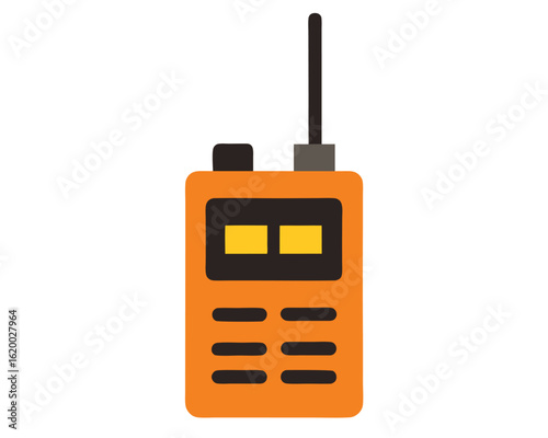 An orange walkie talkie with antenna isolated on white background Ai Generated