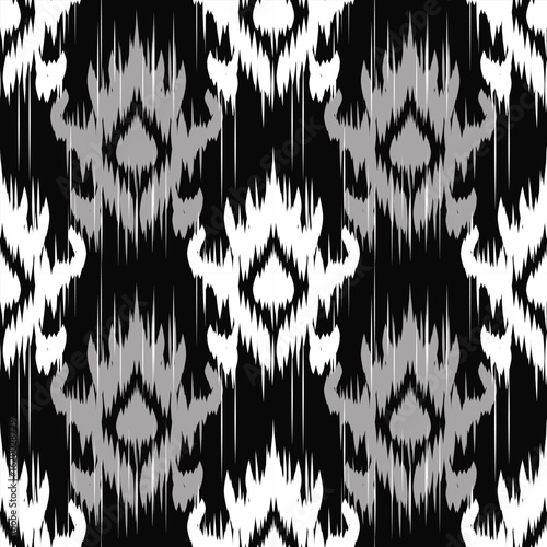 Seamless pattern,  ethnic background, fabric traditional, motif ornament, ikat pattern, seamless geometric, doodles line, geometric and tribal-inspired, freehand drawing design, handmade texttile. 