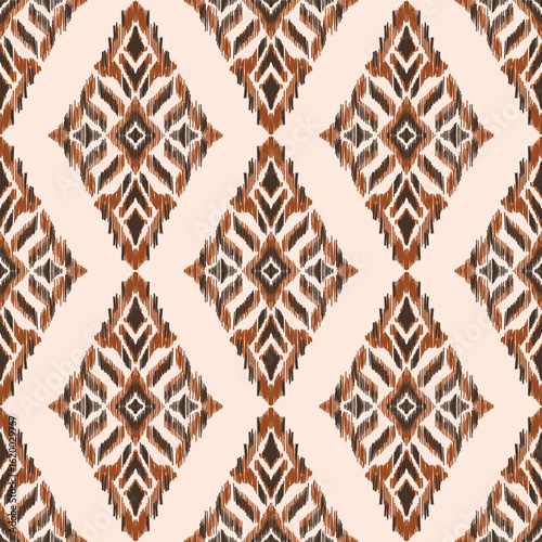 Seamless pattern,  ethnic background, fabric traditional, motif ornament, ikat pattern, seamless geometric, doodles line, geometric and tribal-inspired, freehand drawing design, handmade texttile. 