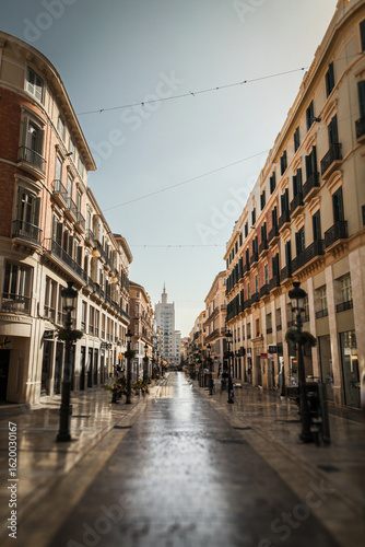 narrow street in the old town of Malaga, Spain
