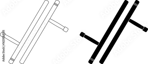 outline silhouette Tonfa icon set
