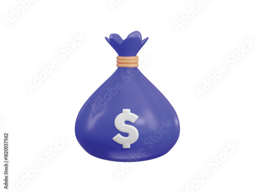 Money bag icon 3d render concept of 3d finance money bag icon vector illustration