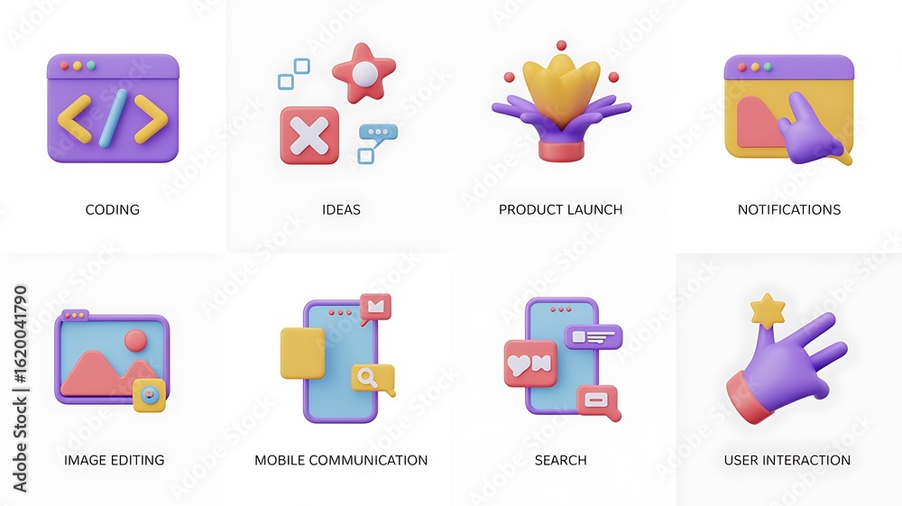 Fototapeta premium Collection of modern flat design icons representing web development and digital marketing concepts
