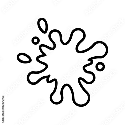 Minimalist black outline vector icon of a splat shape. Isolated on a transparent background