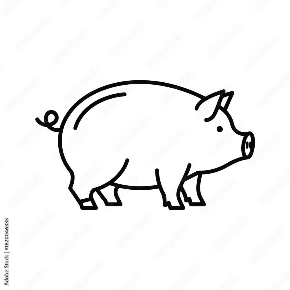 Fototapeta premium Vector illustration of pig illustration isolated on white background