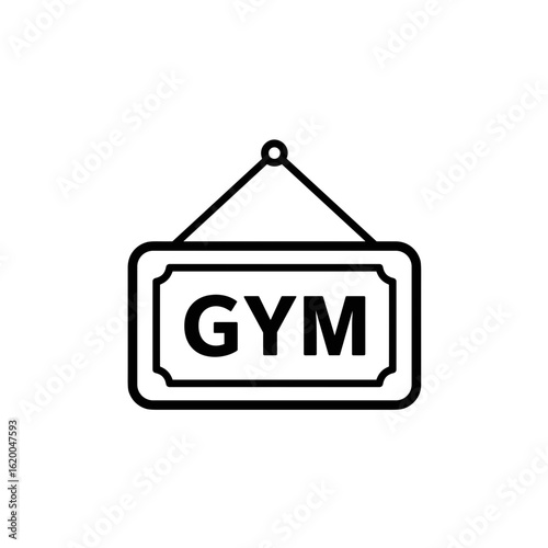Gym sign displayed on wall in minimalist black and white style  