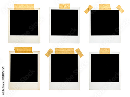 Versatile set of polaroid frames on white background for collage projects, social media posts, showcasing memories or product displays.