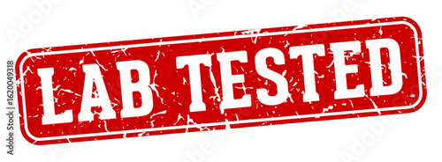 lab tested rectangular sign. lab tested stamp