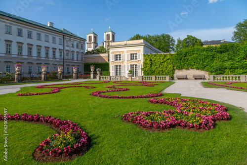 View of Parish Church St. Andra from Mirabell Gardens, UNESCO World Heritage Site, Salzburg, Austria