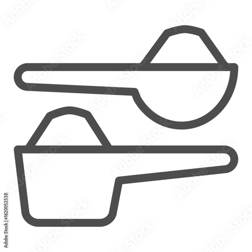 Spoons with laundry detergent line icon, washing concept. Vector graphics. Plastic spoons pair, wash sign on white background, outline style icon for mobile or web design.