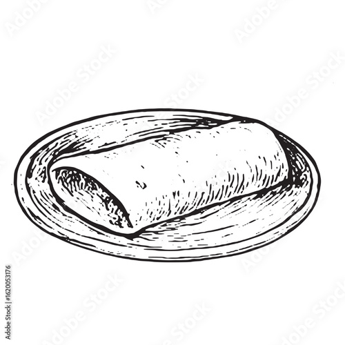 Hand-Drawn Indian Roti Vector for Traditional Food Art