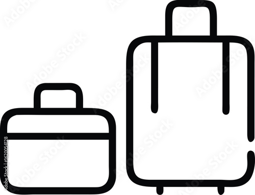 Vector art of two suitcases of different sizes, isolated on white background