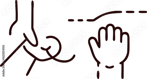 Line Art Icon of a Hand Touching a Person and a Hand Reaching Out body massage