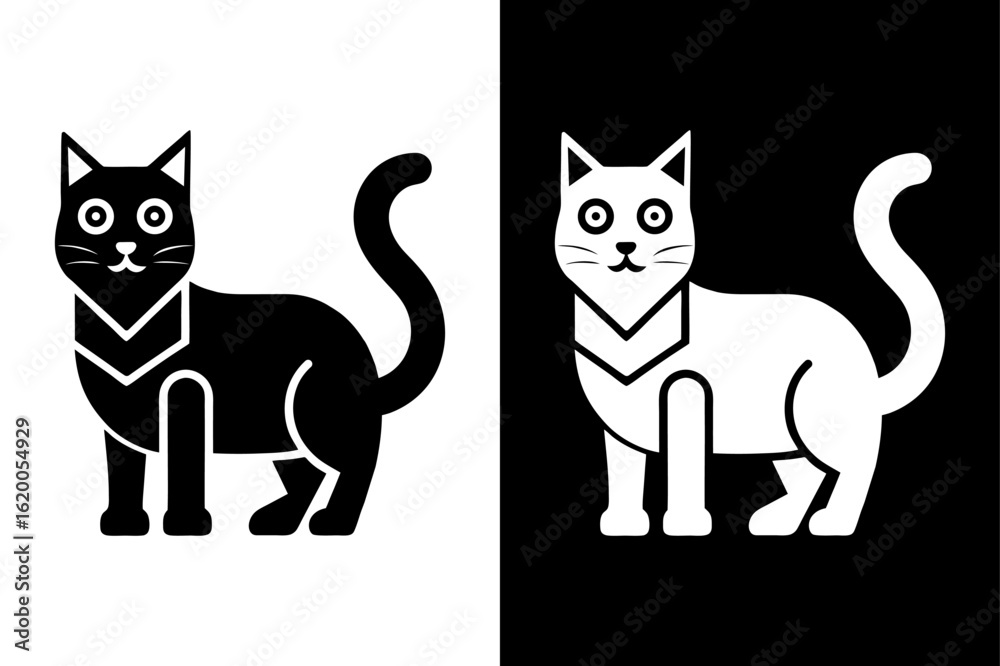 Obraz premium Smart Tech Cat Icon for Apps and Digital Use – White Background.