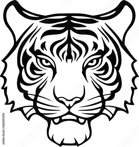 Fierce Tiger Face Head Portrait Design