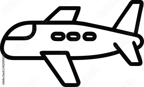 Vector art of simple airplane icon isolated on white background