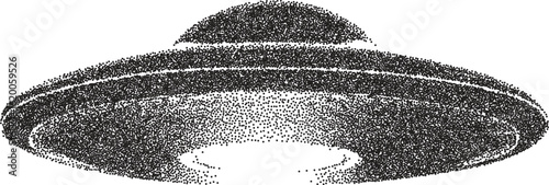 Alien retro y2k stipple design ufo halftone brutalist urban vector png with clear background, extraterrestrial 2000s photocopy grunge tattoo gen z effect