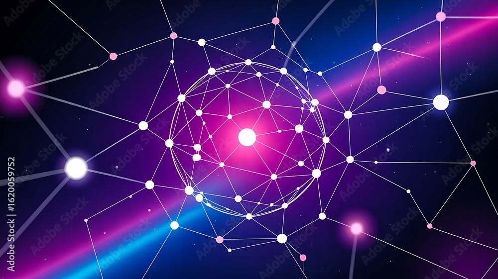 Obraz premium Digital futuristic glowing sphere with connected technology nodes