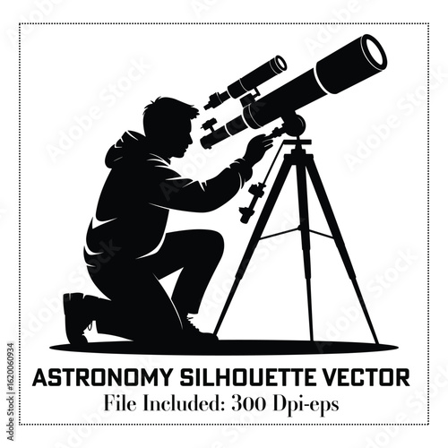 A Black of color Astronomy silhouette vector collection
