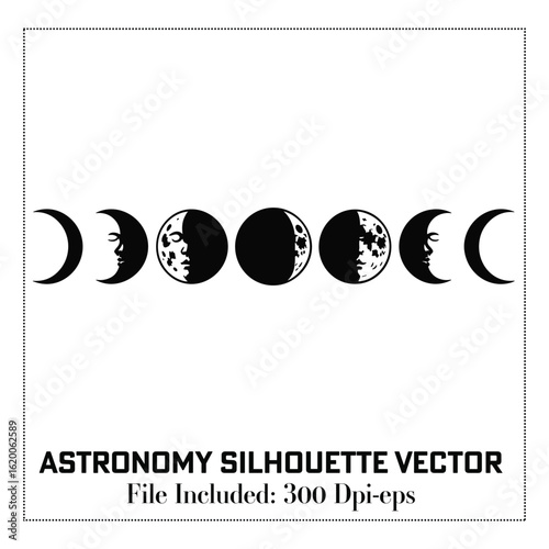 A collection of Black color Astronomy silhouette vectors
