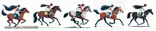 vector of a female horse racing athlete
