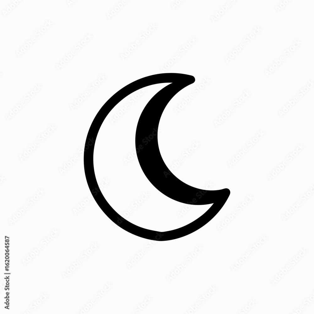 Fototapeta premium Vector art of crescent moon icon isolated on white background