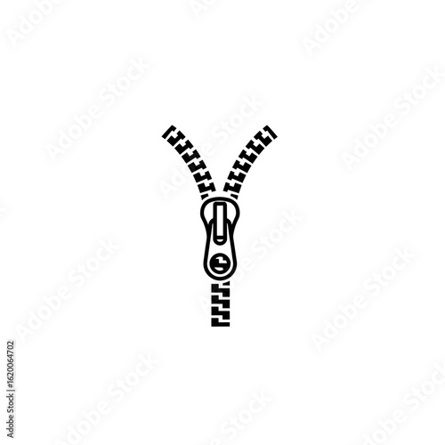 A Detailed Illustration of an Open Zipper on a Clean White Background Depicting Functionality