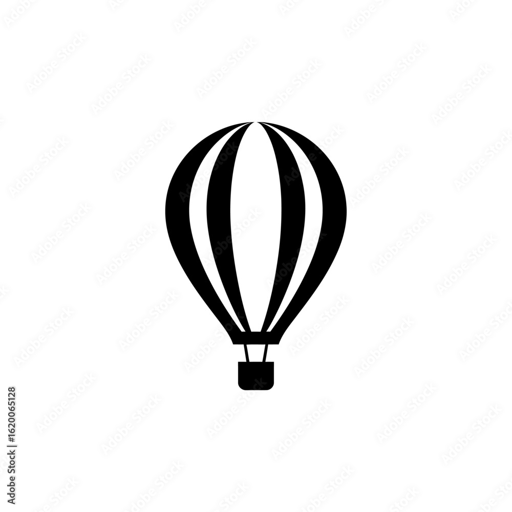 Fototapeta premium Minimalist hot air balloon illustration against a stark white backdrop offers a clean design