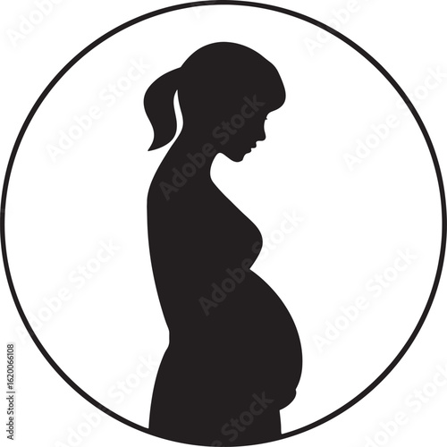 Pregnant woman silhouette profile black white black and white