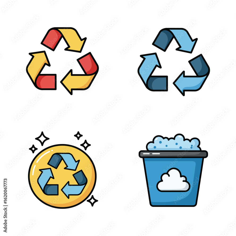 Obraz premium Recycling Symbols and a Waste Bin