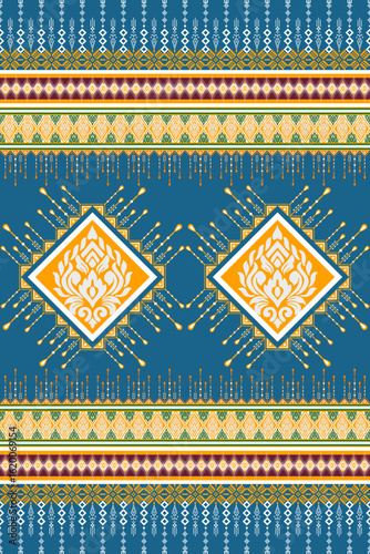 Geometric damask embroidery design, pixel fabric, ethnic pattern, cross stitch, design for tile, tapestry, vector, illustration, abstract, background, seamless.