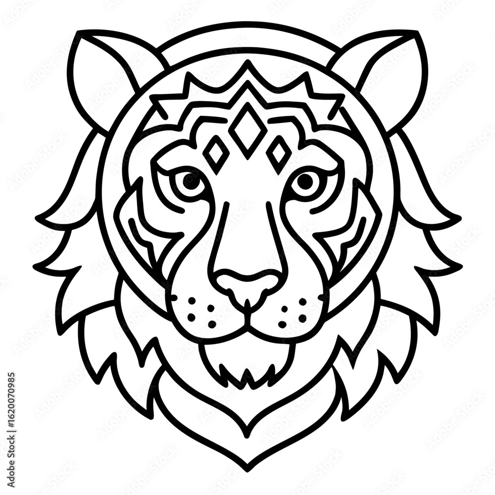 Intricate Tiger Mandala Icon Line Art Style Intricate Tiger Mandala Icon Line Art Style