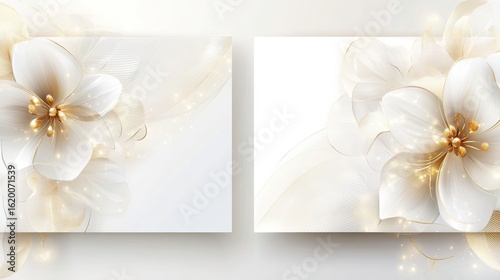Elegant Floral Design with White Flowers and Gold Accents Background