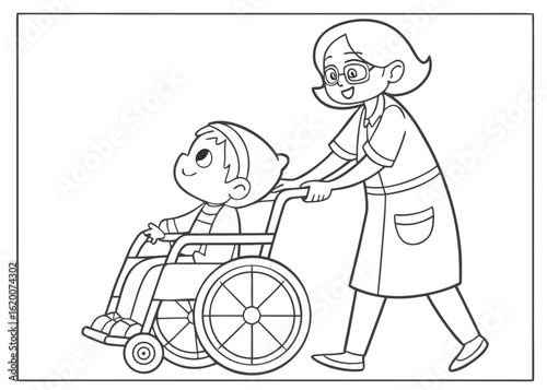 nurse helping senior woman