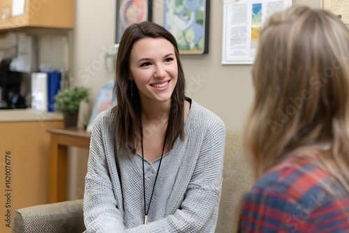Counselor engaging in supportive conversation with student Generative AI